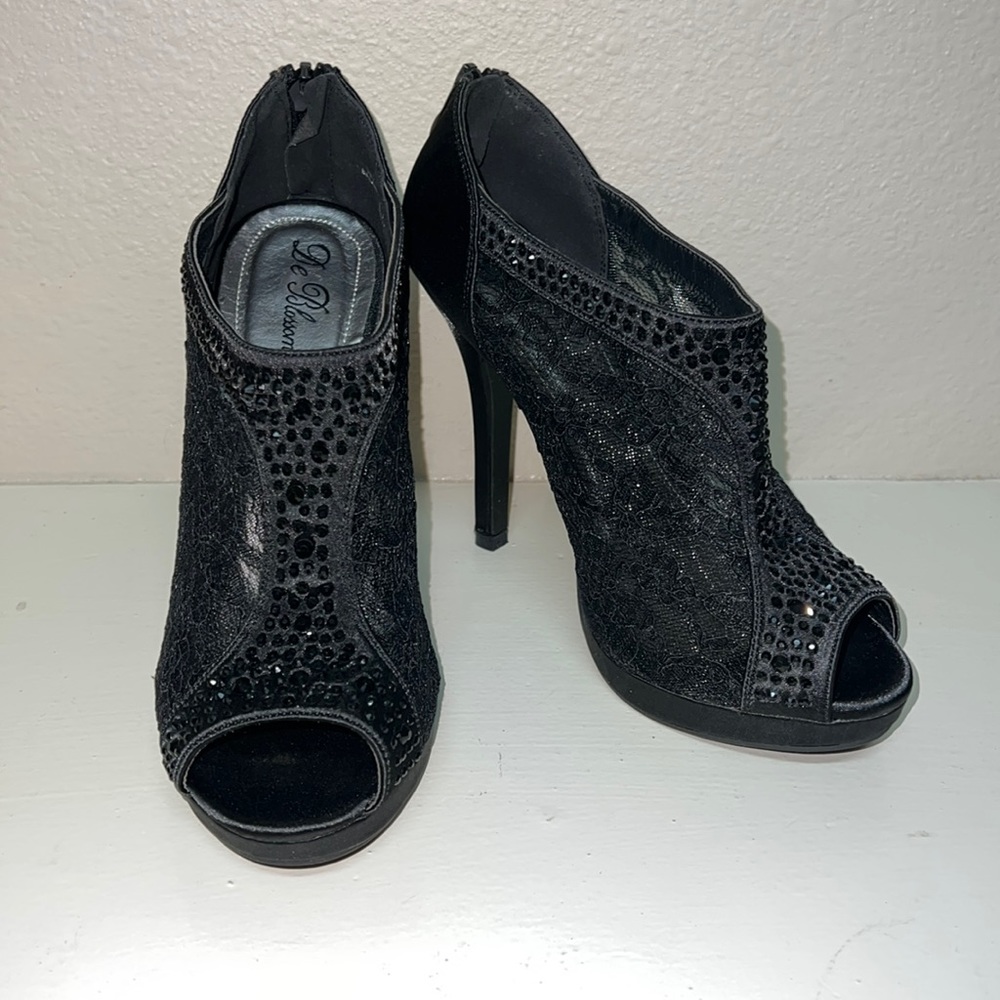 Black lace heels